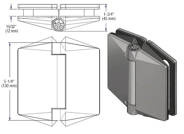 CRL Glass-to-Glass Mount Polaris 130 Series Soft Close Gate Hinge