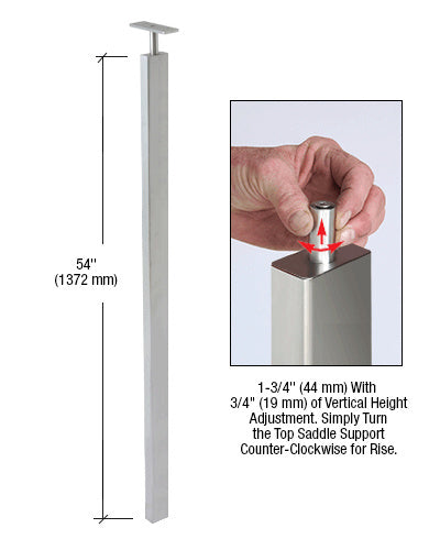 CRL Brushed Stainless 54" P9 Series 180 Degree Blank Post