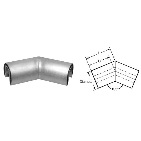 CRL 3" Diameter 135 Degree Horizontal Corner for 1/2" or 5/8" Glass Cap Railing