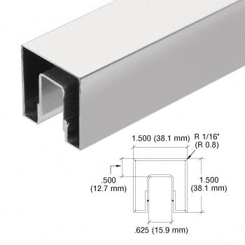 CRL Stainless Steel 1-1/2" Square Crisp Corner Cap Rail for 1/2" Glass