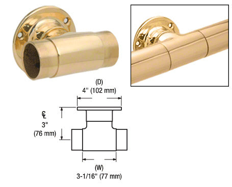 CRL Flush Wall Mount Tee for 2" Tubing