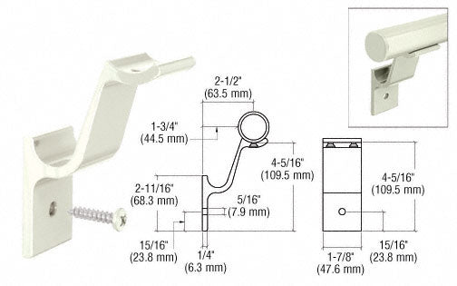 CRL Quick Connect Aluminum Hand Rail Bracket for 1-1/2" Diameter Tubing