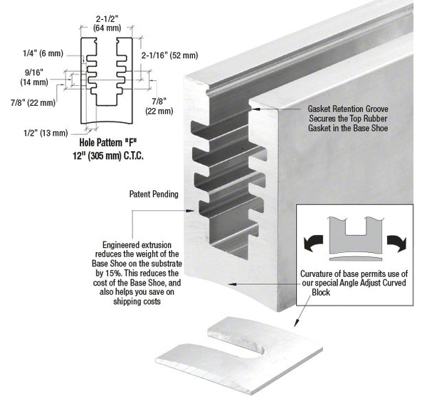 Square Base Shoe Glass Railing - Base Shoes