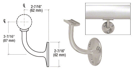 CRL Del Mar Series Wall Mounted Hand Railing Bracket for 2" Tubing