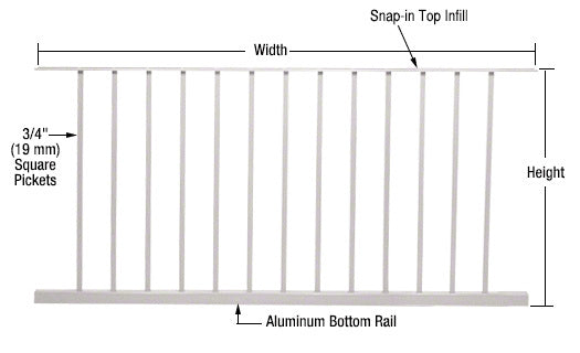 CRL 200, 300, 350, and 400 Series 60"W x 36"H Picket Panel