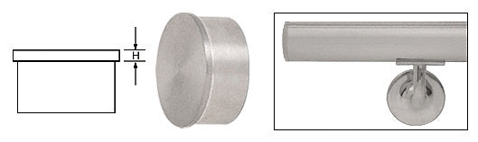 CRL Flat End Cap for 1-1/2" Round Tubing