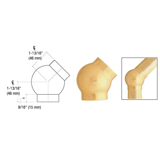 CRL 3-5/16" Ball Type Cross for 2" Tubing