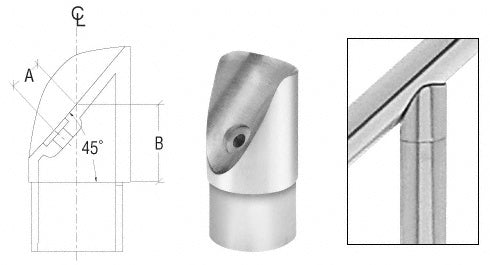 CRL Stainless 45 Degree Coped Perpendicular Collar for 2" Tubing