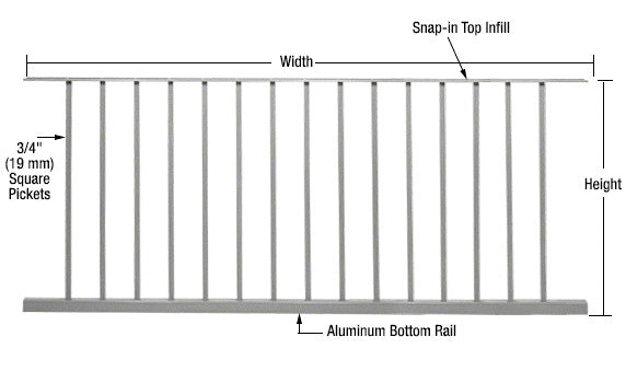 CRL 200, 300, 350, and 400 Series 72"W x 36"H Picket Panel