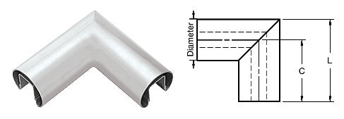 CRL 3" Diameter 90 Degree Horizontal Corner for 3/4" Glass Cap Railing