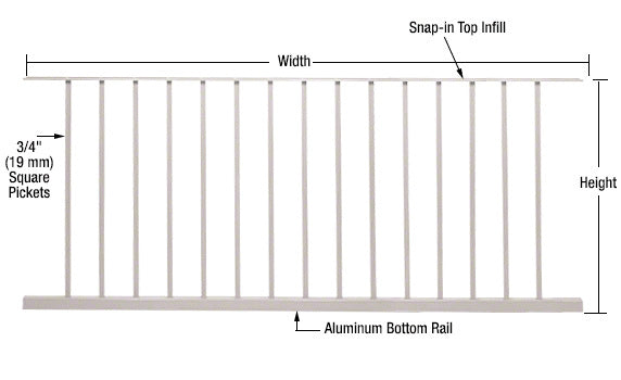 CRL 200, 300, 350, and 400 Series 72"W x 48"H Picket Panel