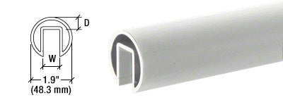 CRL 1.9" Extruded Aluminum Cap Rail for 1/2" or 5/8" Glass - 240"