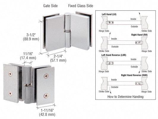 CRL 316 Single Acting Right Hand Glass-to-Glass Gate Pivot Hinge