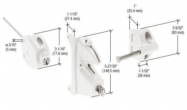 CRL White Privacy Latch with Keyed Lock