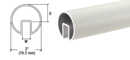 CRL 3" Extruded Cap Rail for 3/4" Glass - 240"