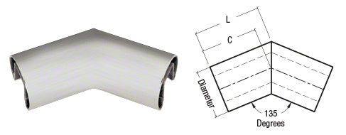 CRL 2-1/2" Diameter 135 Degree Horizontal Corner for 3/4" Glass Cap Railing