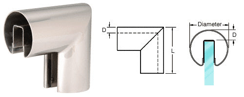 CRL 2-1/2" 90 Degree Vertical Corner for 1/2" or 5/8" Glass Cap Railing