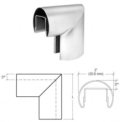 CRL 90 Degree Vertical Corners for 27/32" and 1-1/16" Laminated Glass Cap Railings *DISCONTINUED*