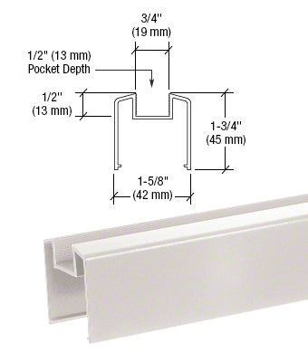 CRL 200, 300, 350, and 400 Series Bottom Rail for Glass 241" Long