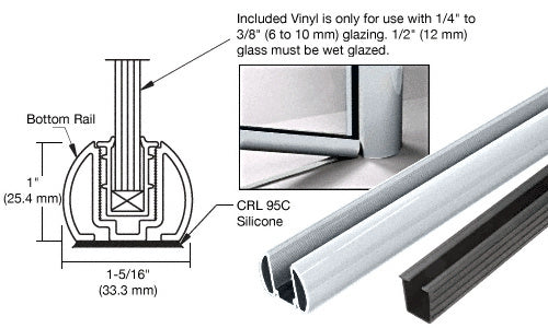 CRL AWS 60" Bottom Rail Kit with Rigid Glazing Vinyl