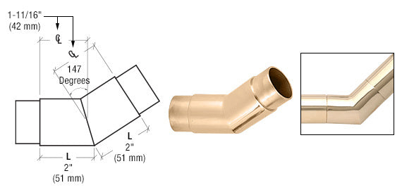 CRL 147 Degree Flush Angle for 2" Tubing