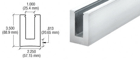CRL 240" B5L Series Low Profile Square Aluminum Base Shoe Extrusion Only Undrilled for 1/2" to 5/8" Glass