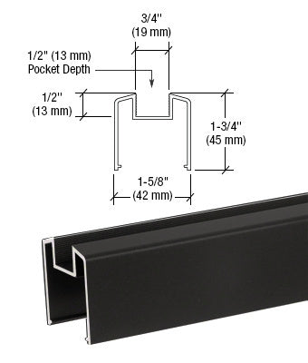 CRL 200, 300, 350, and 400 Series Bottom Rail for Glass 241" Long