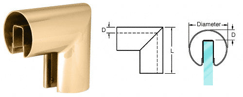 CRL Brass 2-1/2" 90 Degree Vertical Corner for 3/4" Glass Cap Railing