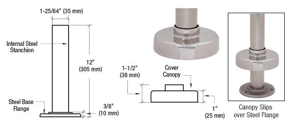 CRL Steel Flange and Canopy for 2" Tubing