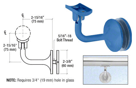 CRL La Jolla Series Glass Mounted Hand Rail Bracket