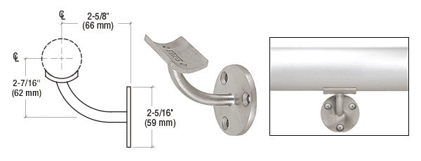 CRL Del Mar Series Surface Mounted Hand Railing Bracket for 2" Tubing