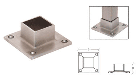 CRL Stainless Square Full Flange for 1-1/2" Tubing