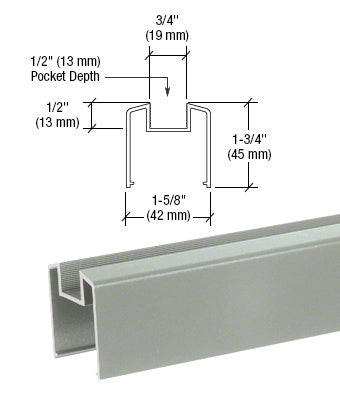 CRL 200, 300, 350, and 400 Series Bottom Rail for Glass 241" Long