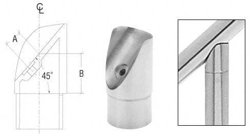 CRL Stainless 45 Degree Coped Perpendicular Collar for 2" Tubing