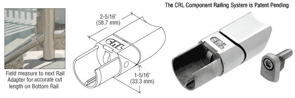 CRL 316 Stainless CRS Adjustable Upper Adaptor for Sloped Bottom Rail Use on Stairs