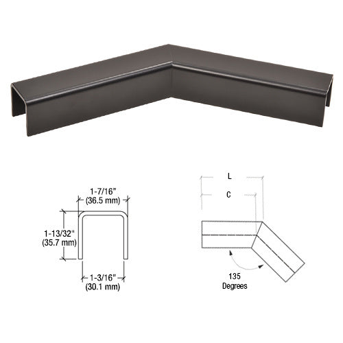 CRL L10 Series U-Channel 135 Degree Horizontal Corner for 21.52 mm Laminated Glass Cap Railing