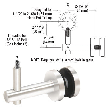 CRL Coastal Series Glass Mounted Hand Rail Bracket