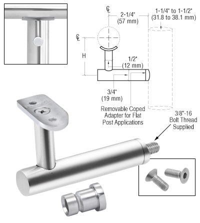 CRL Short Arm Malibu Series Post Mounted Hand Rail Bracket