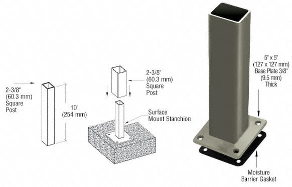 CRL ARS Surface Mount Stanchion