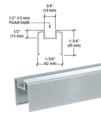 CRL 200, 300, 350, and 400 Series Bottom Rail for Glass 241" Long