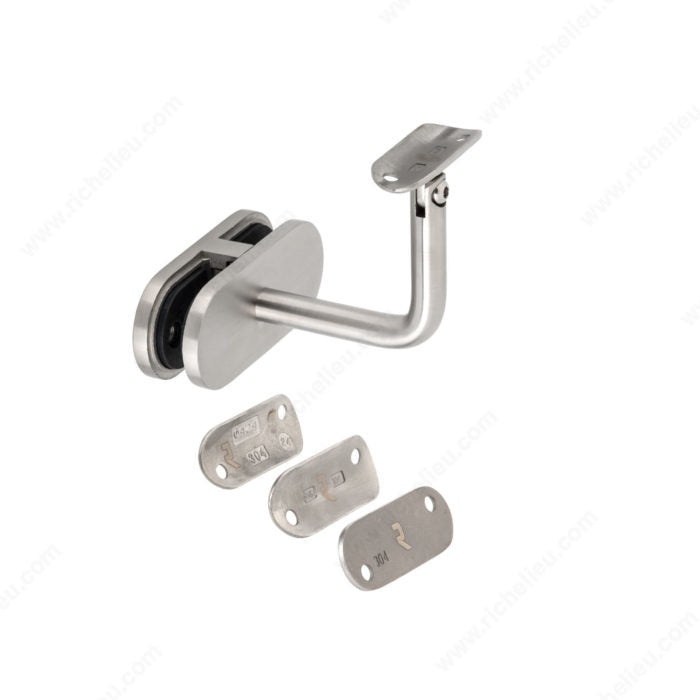 Rounded Handrail Brackets for Mounting on Glass Panel without Drilling