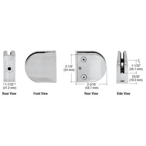 CRL Z-Series Round Type Flat Base Stainless Steel Clamp for 1/2" Glass