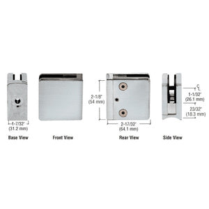 CRL Z-Series Square Type Radius Base Stainless Steel Clamp for 1/2" Glass