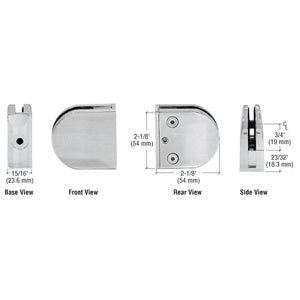 CRL  Z-Series Round Type Flat Base Stainless Steel Clamp for 1/4" and 5/16" Glass