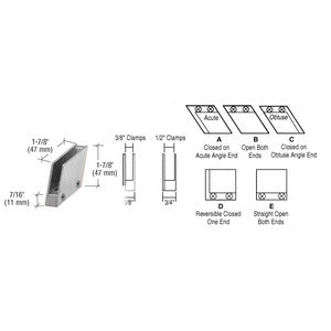 CRL 1/2" 128 Degree Slant Obtuse End Clamp Type 'C' Stair and Walkway Railing