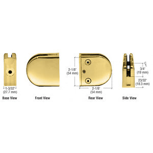 CRL Z-Series Round Type Flat Base Zinc Clamp for 3/8" Glass