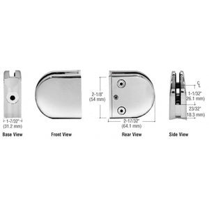 CRL Z-Series Round Type 1-1/2" Radius Base Stainless Steel Clamp for 1/2" Glass