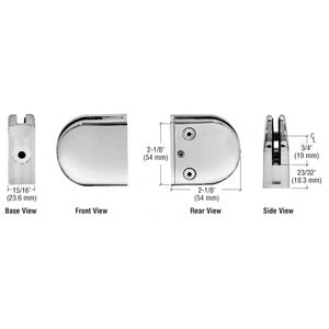 CRL  Z-Series Round Type Flat Base Stainless Steel Clamp for 1/4" and 5/16" Glass