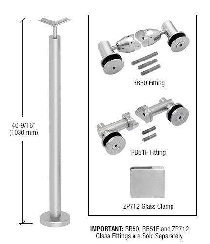 CRL Brushed Stainless 42" P7 Series Corner Post Railing Kit No Fittings