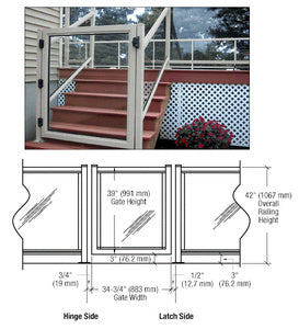 CRL 36" 200 Series Aluminum Railing System Gate for 1/4" to 3/8" Glass